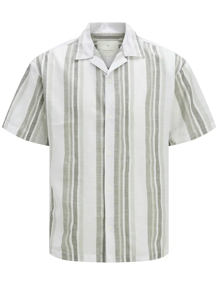 linnen casual overhemd korte mouw Jack & Jones groen