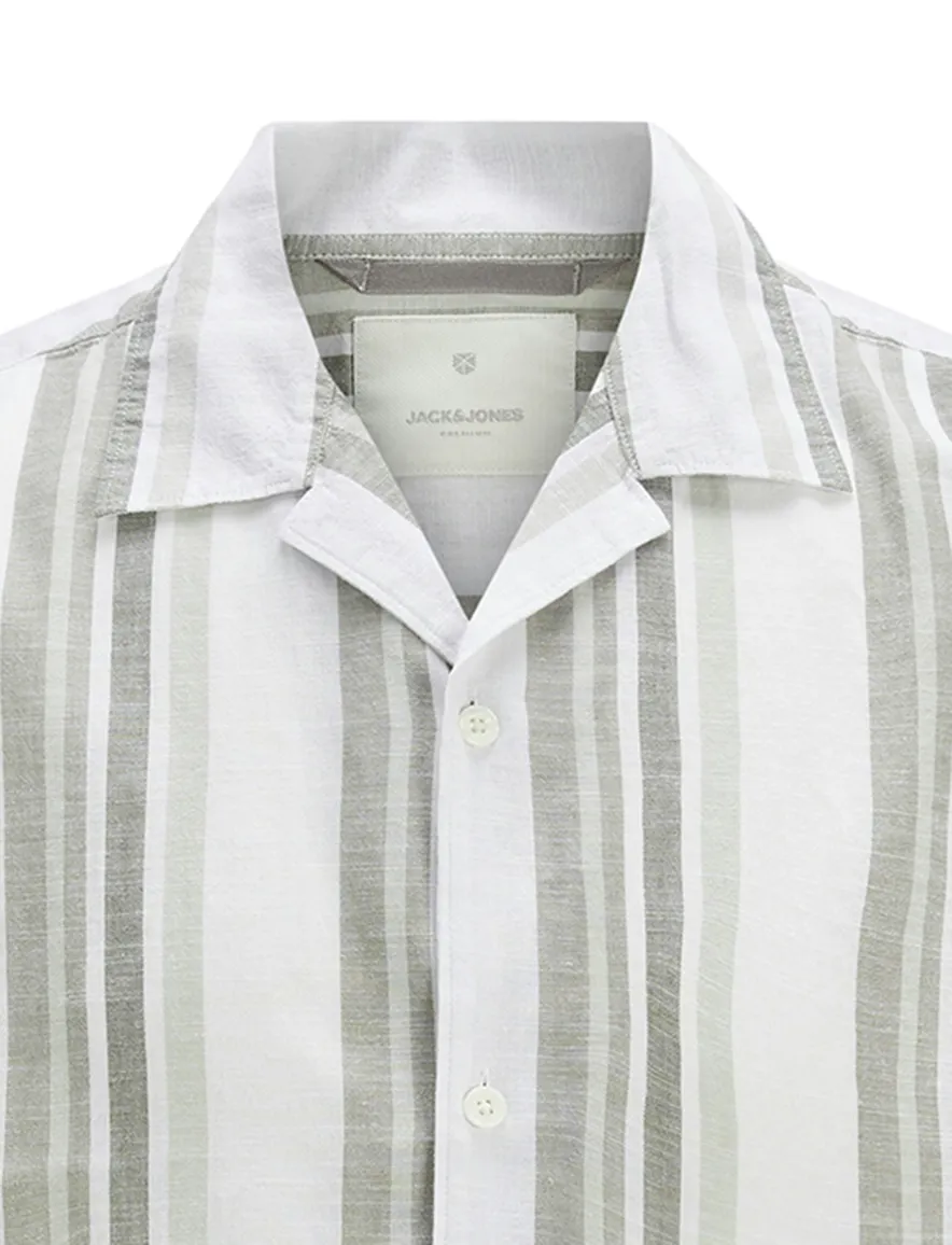 Jack & Jones casual linnen overhemd korte mouw groen