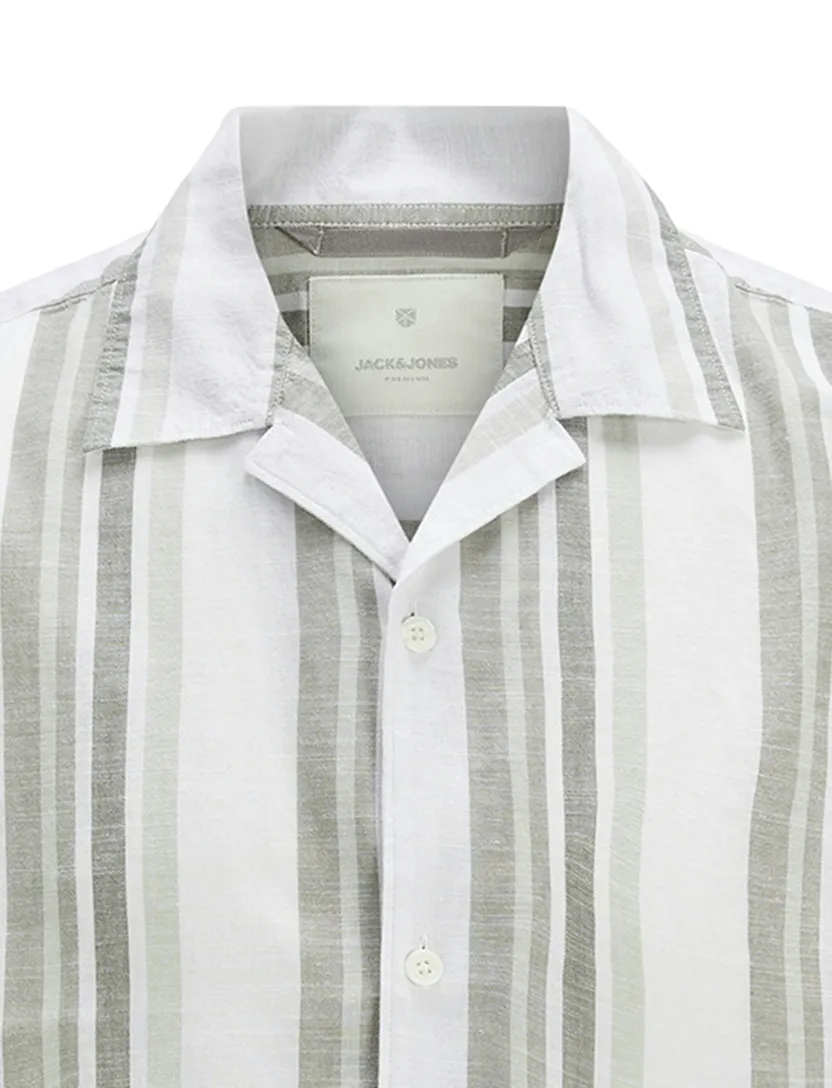 linnen casual overhemd korte mouw Jack & Jones groen