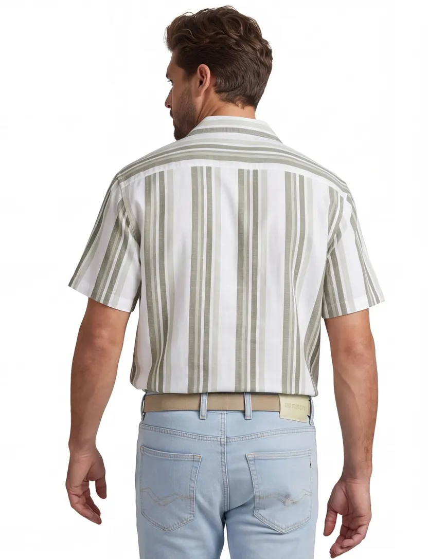 linnen casual overhemd korte mouw Jack & Jones groen