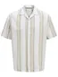 casual gestreept overhemd korte mouw Jack & Jones beige