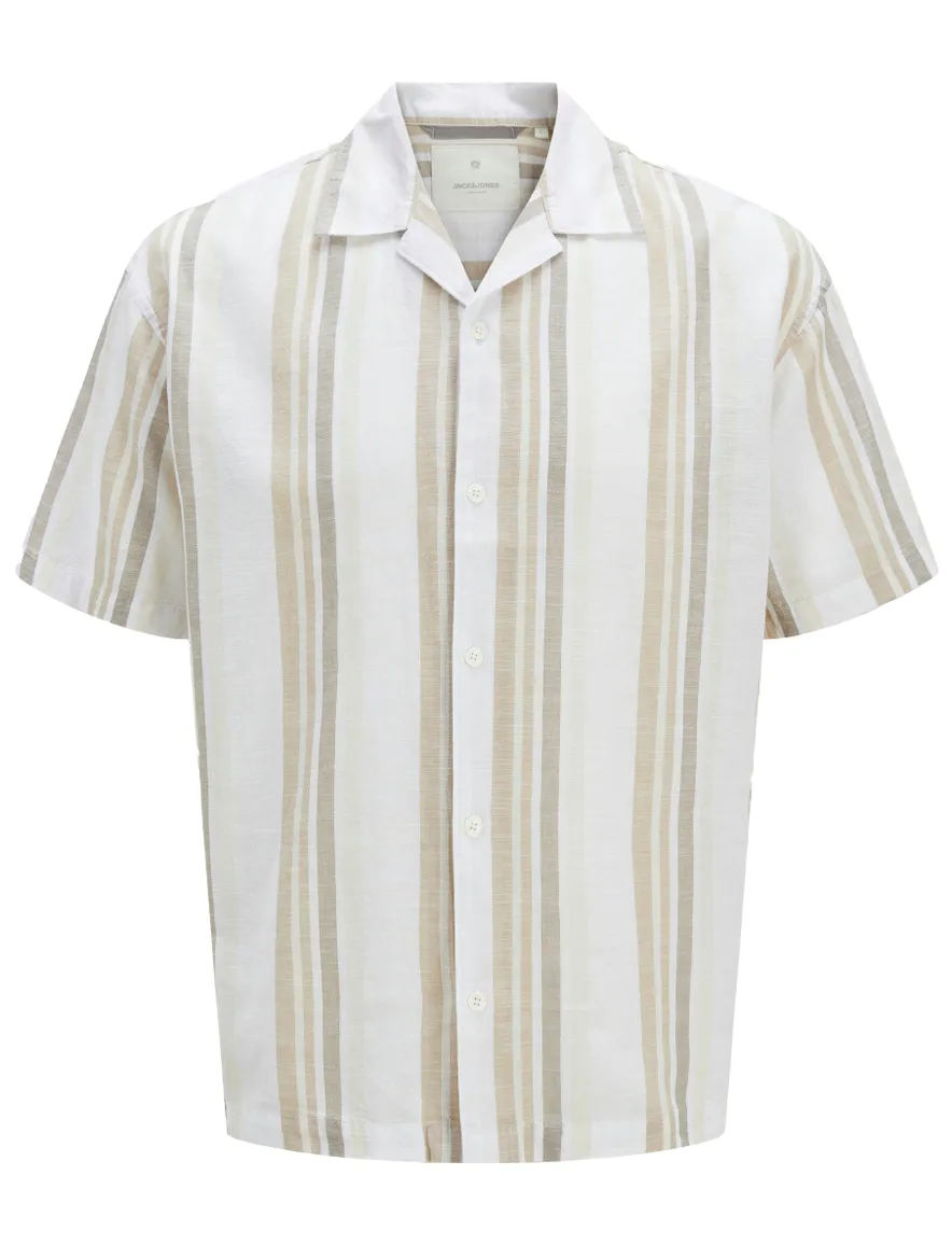 casual overhemd korte mouw beige Jack & Jones
