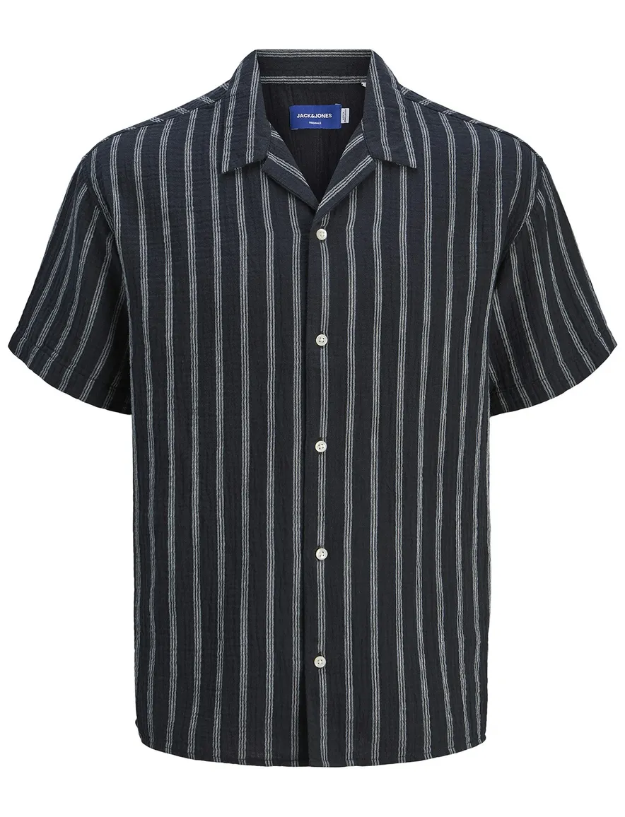 Jack & Jones Sky Captain casual overhemd korte mouw zwart