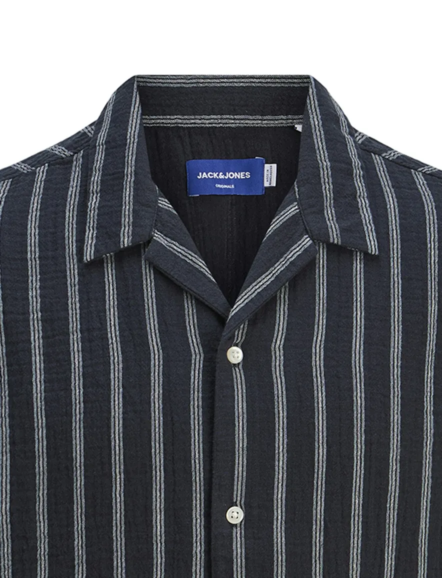 Jack & Jones Sky Captain casual overhemd korte mouw zwart