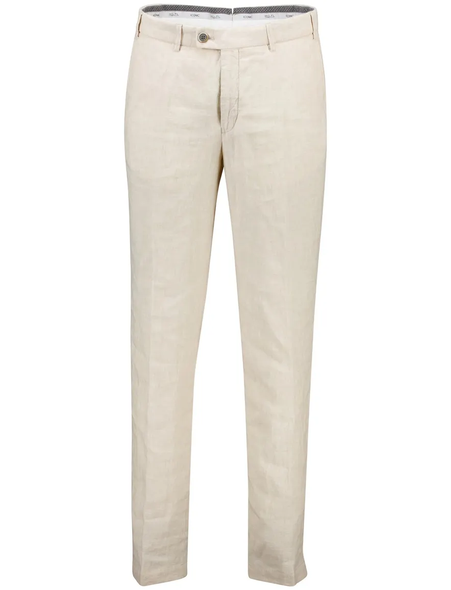 Hitl parma pantalon flatfront beige linnen