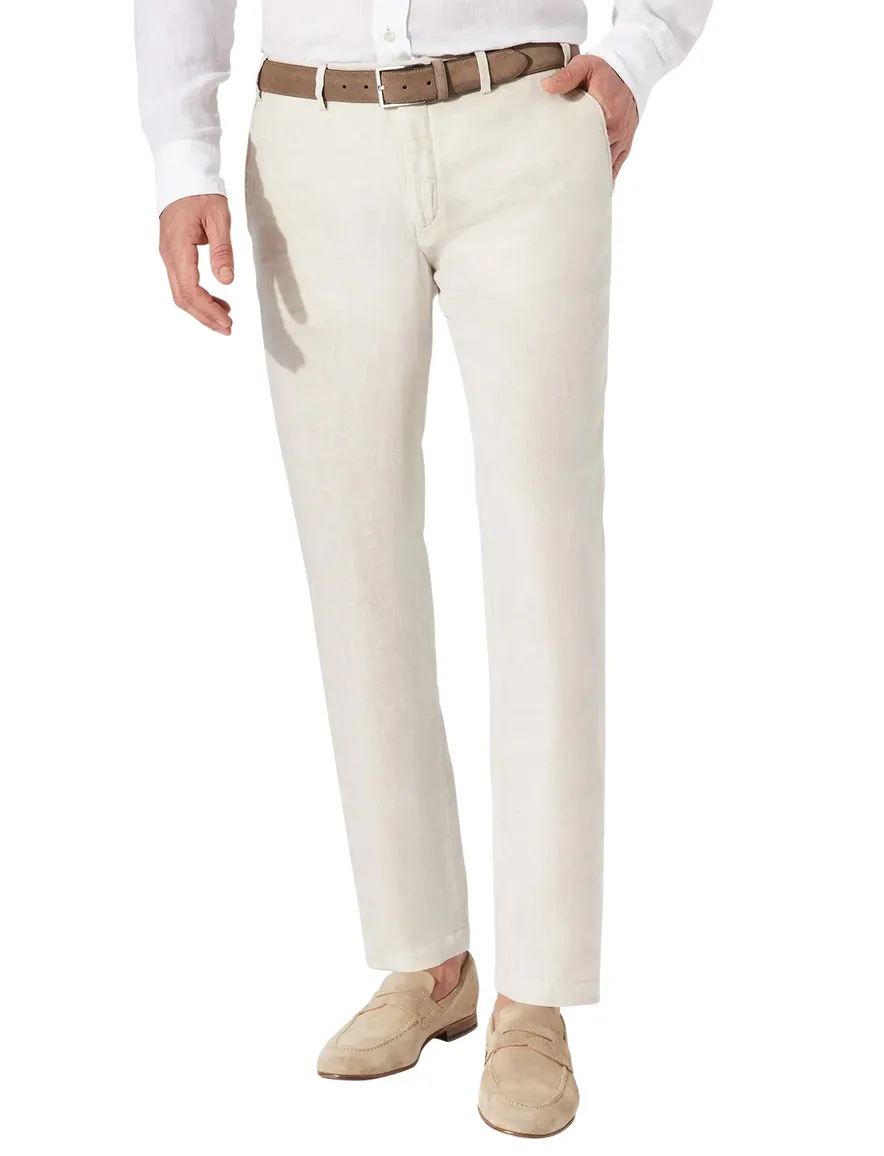 Hitl parma pantalon flatfront beige linnen