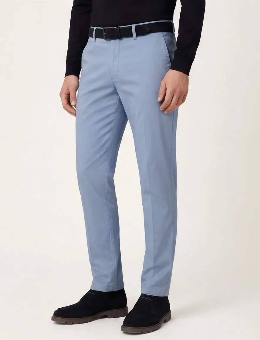 Hiltl P Ama pantalon flatfront effen blauw normale fit