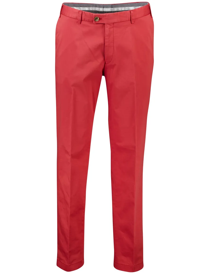 Hiltl pantalon flatfront rood effen normale fit katoen