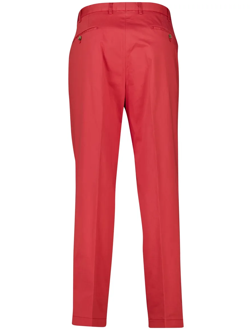 Hiltl pantalon flatfront rood effen normale fit katoen