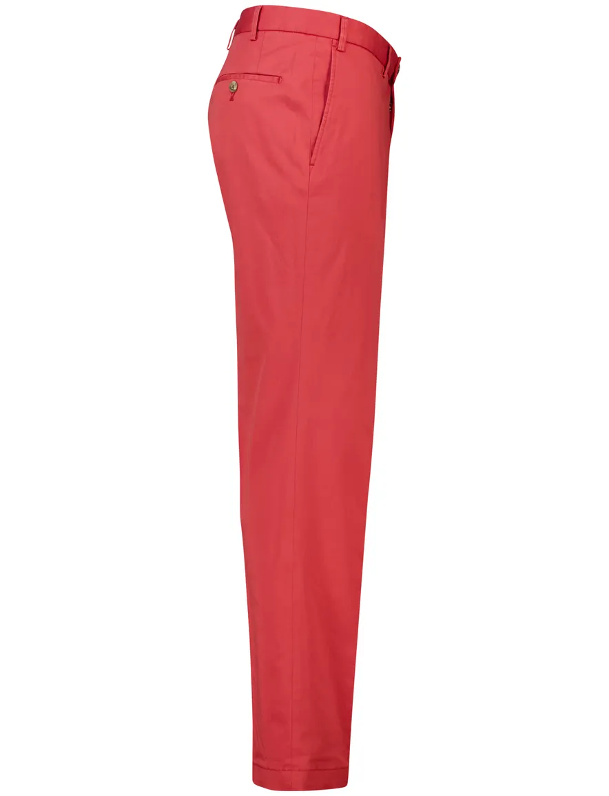 Hiltl pantalon flatfront rood effen normale fit katoen