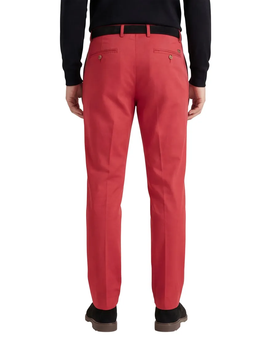Hiltl pantalon flatfront rood effen normale fit katoen
