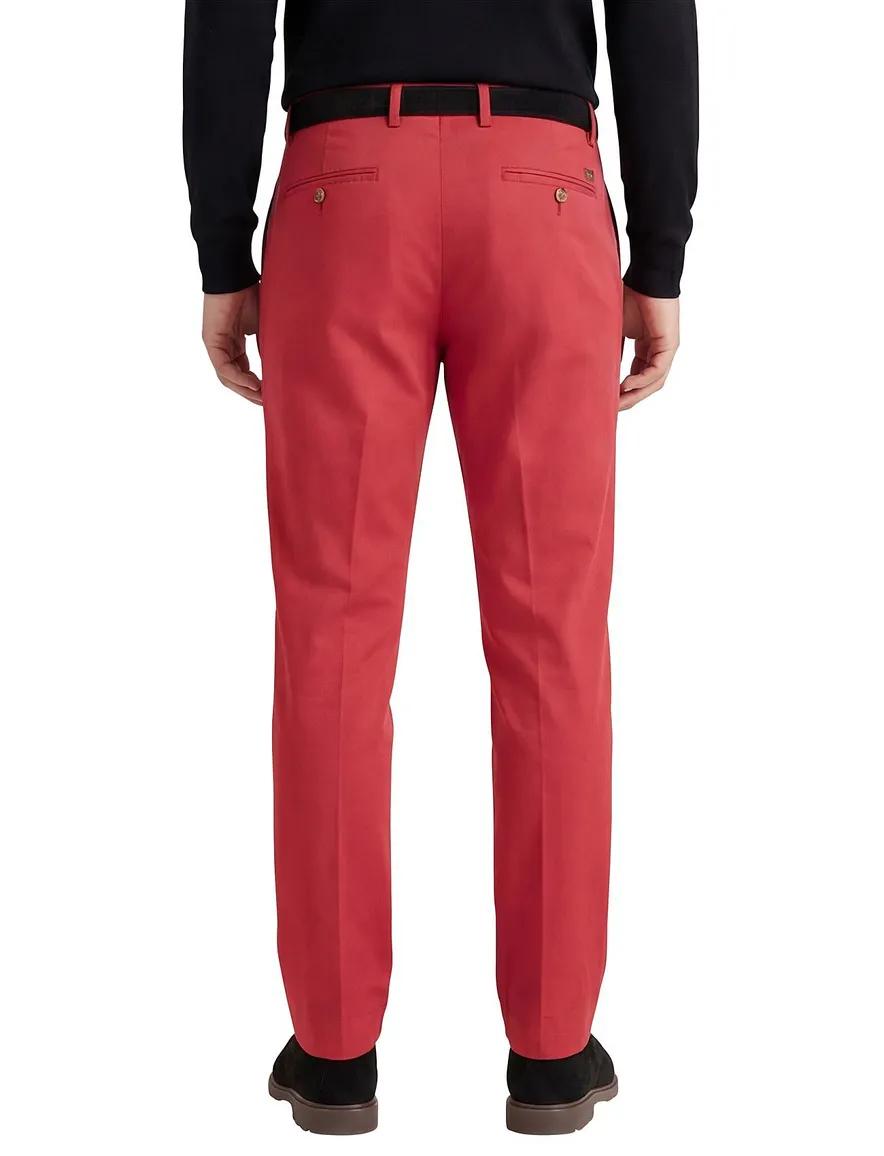 Hiltl pantalon flatfront rood effen normale fit katoen