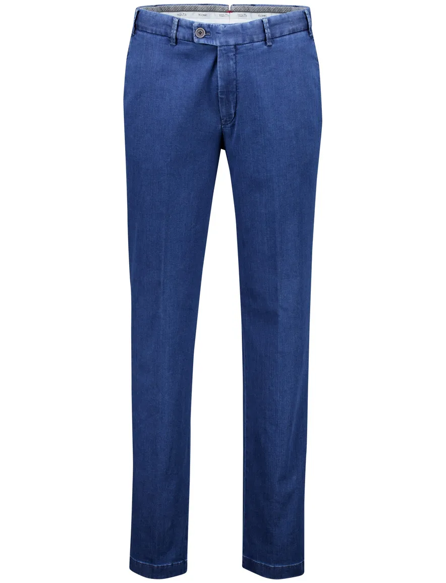 Hiltl Parma contemporary fit pantalon blauw katoen denim
