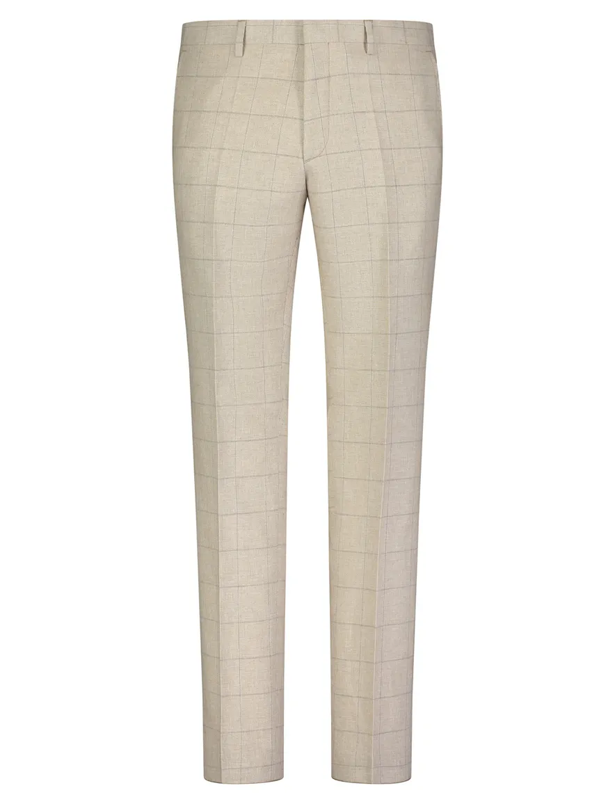 Roy Robson pantalon beige geruit slim fit