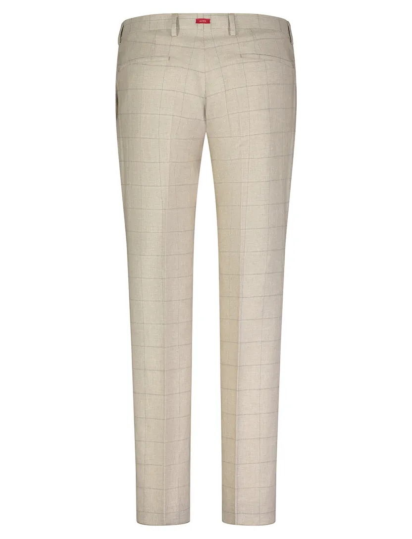 Roy Robson pantalon geruit beige slim fit katoen