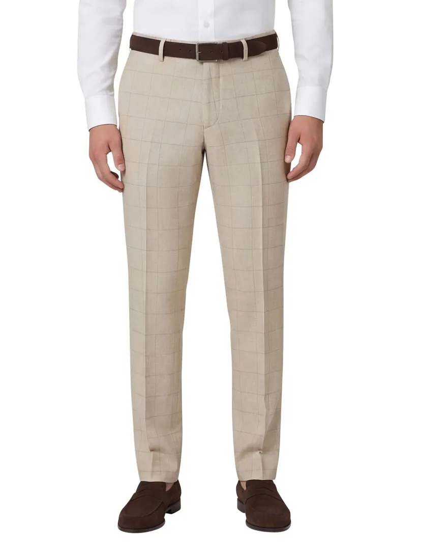 Roy Robson pantalon geruit beige slim fit katoen