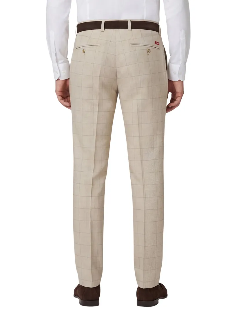 Roy Robson pantalon geruit beige slim fit katoen