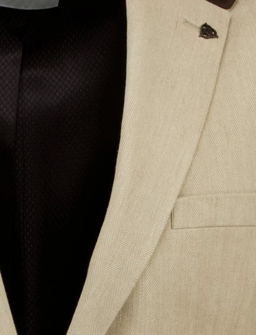 Roy Robson colbert beige linnen Regular Fit