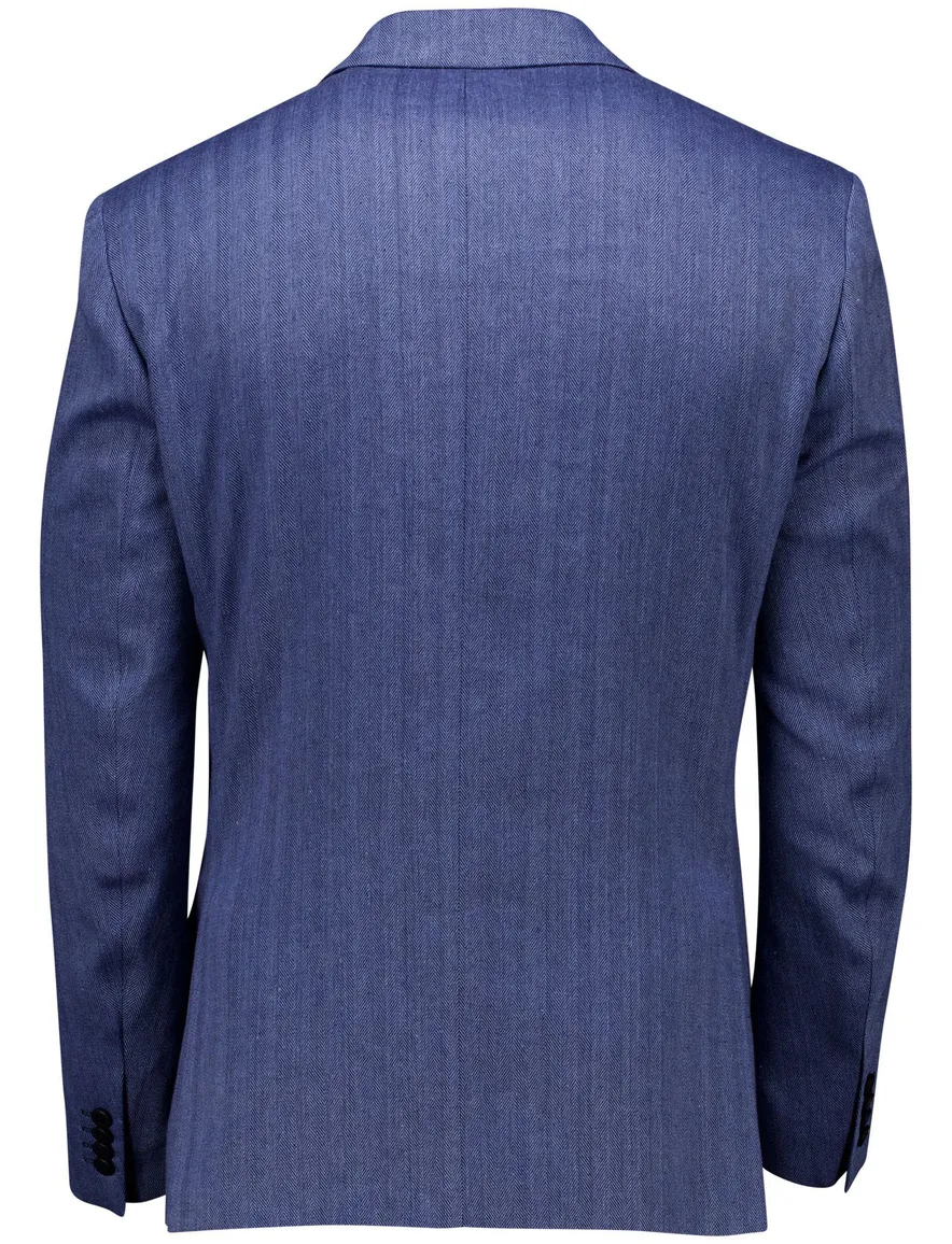 Roy Robson colbert blauw effen regular fit