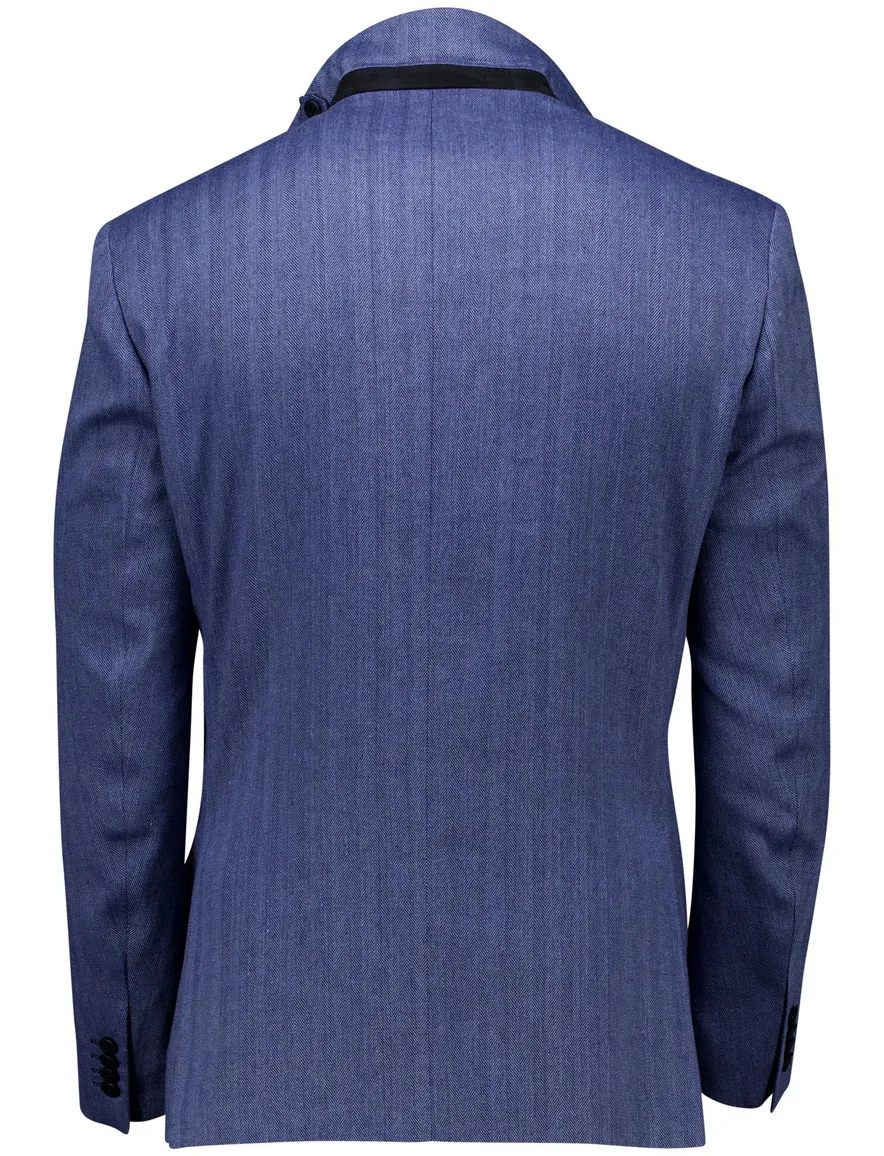 Roy Robson colbert blauw effen regular fit