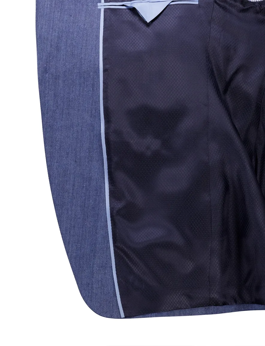Roy Robson colbert blauw effen regular fit