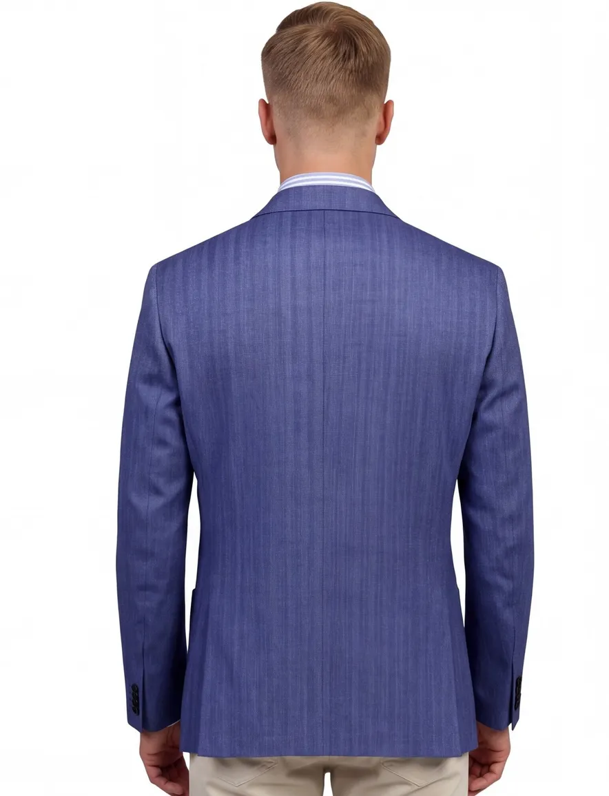 Roy Robson colbert blauw effen regular fit