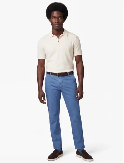 Meyer Meyer BONN pantalon effen blauw normale fit katoen