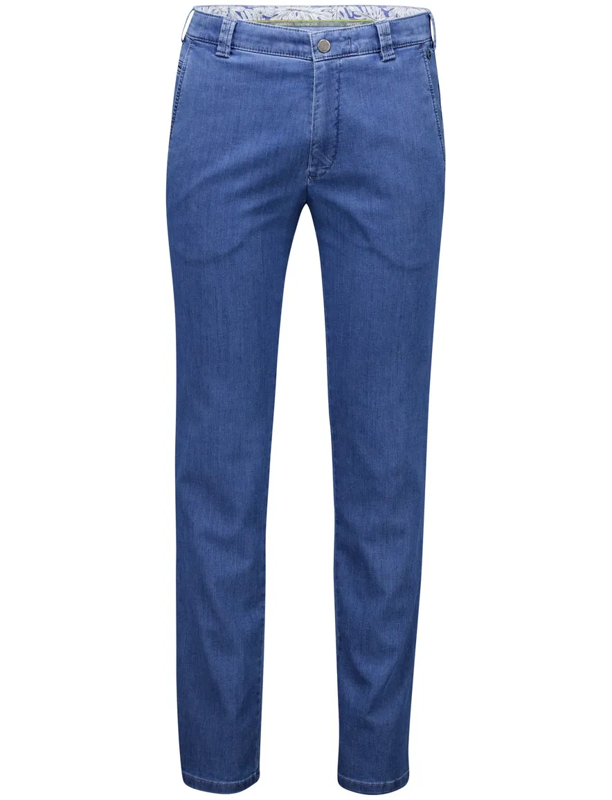 Meyer bonn pantalon blauw demin effen normale fit