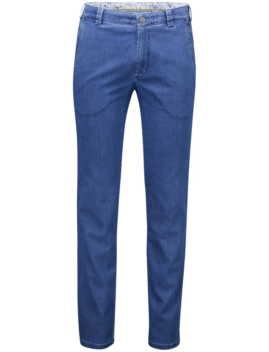 Meyer bonn pantalon blauw demin effen normale fit