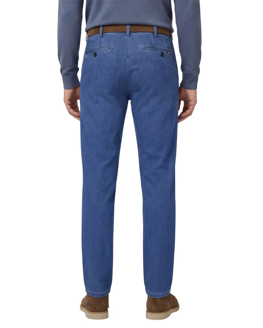 Meyer bonn pantalon blauw demin effen normale fit
