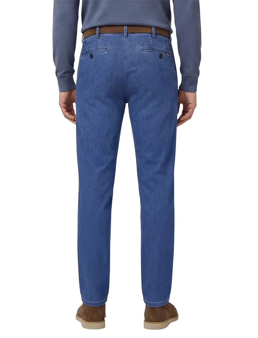 Meyer bonn pantalon blauw demin effen normale fit