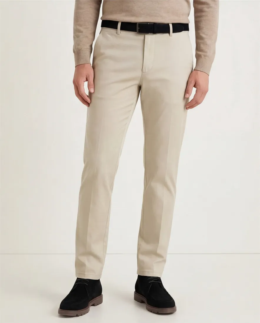 Meyer Bonn modern fit chino beige katoen flatfront
