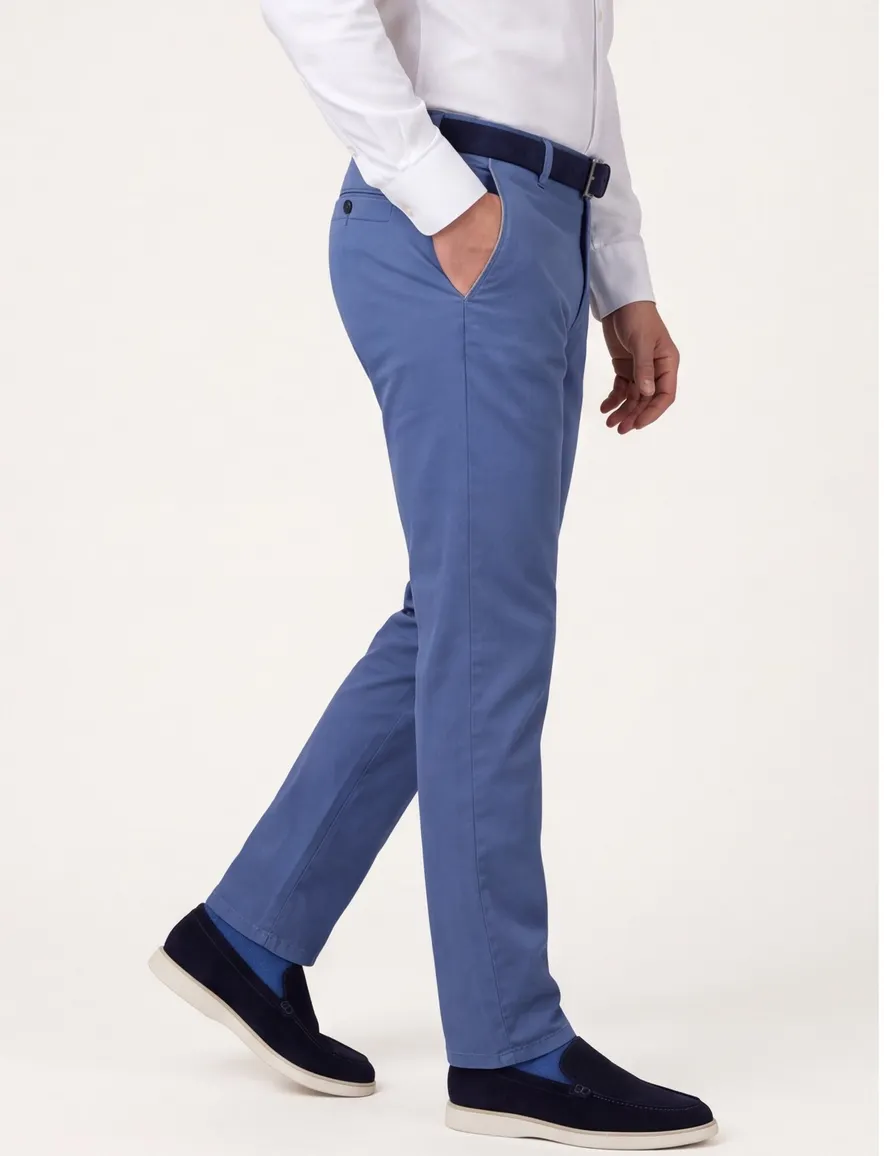 Meyer pantalon flatfront newyork blauw effen