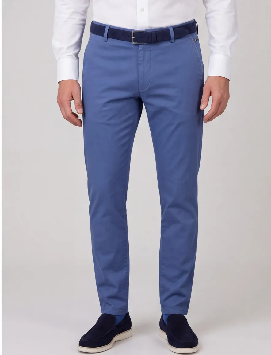Meyer pantalon flatfront newyork blauw effen