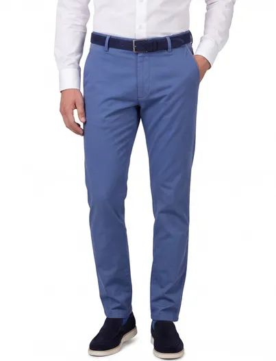 Meyer Meyer pantalon flatfront newyork blauw effen