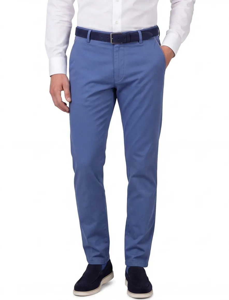 Meyer pantalon flatfront newyork blauw effen