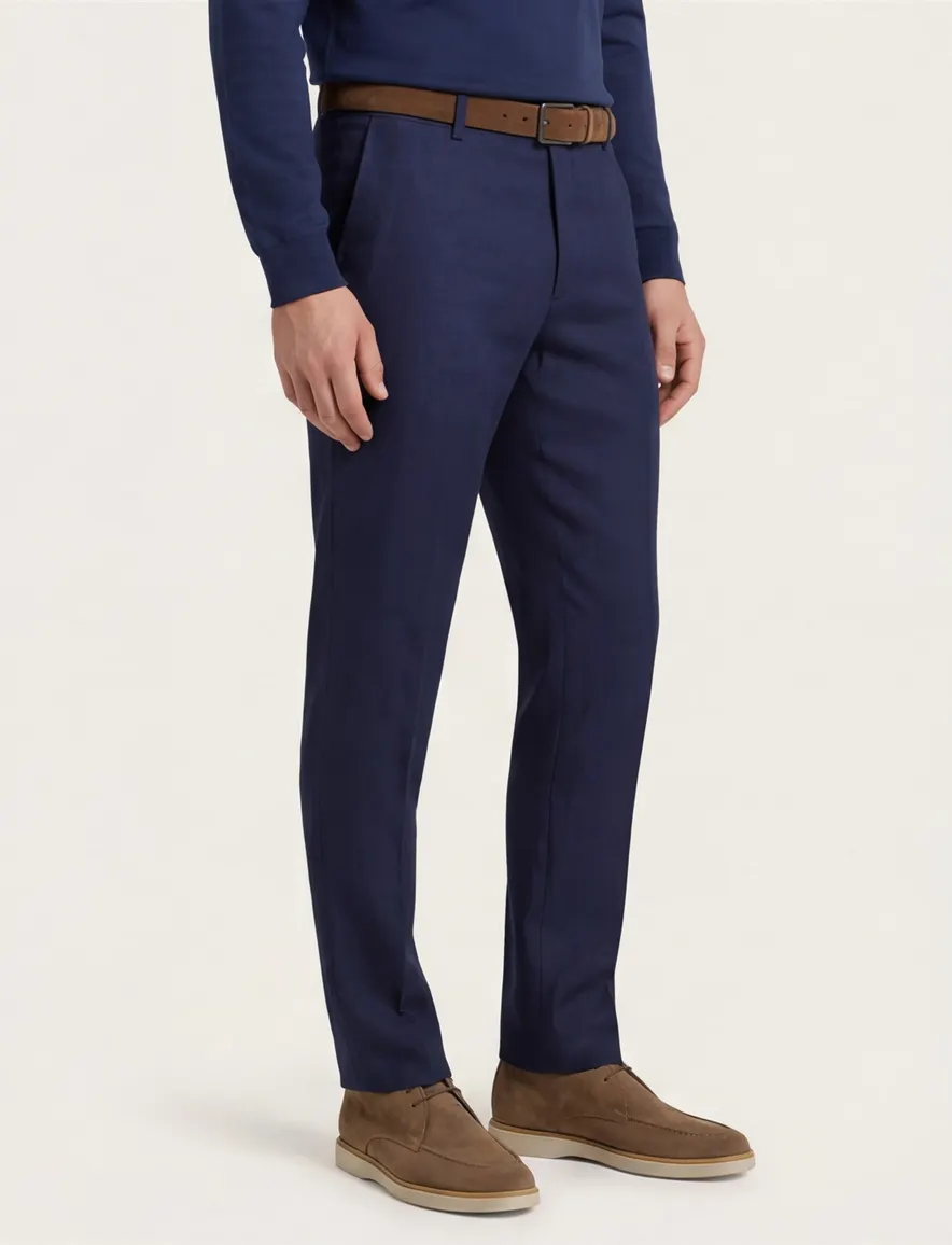Meyer pantalon donkerblauw katoen bonn flatfront