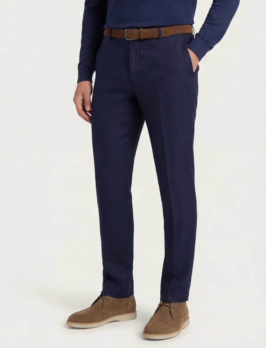 Meyer pantalon donkerblauw katoen bonn flatfront