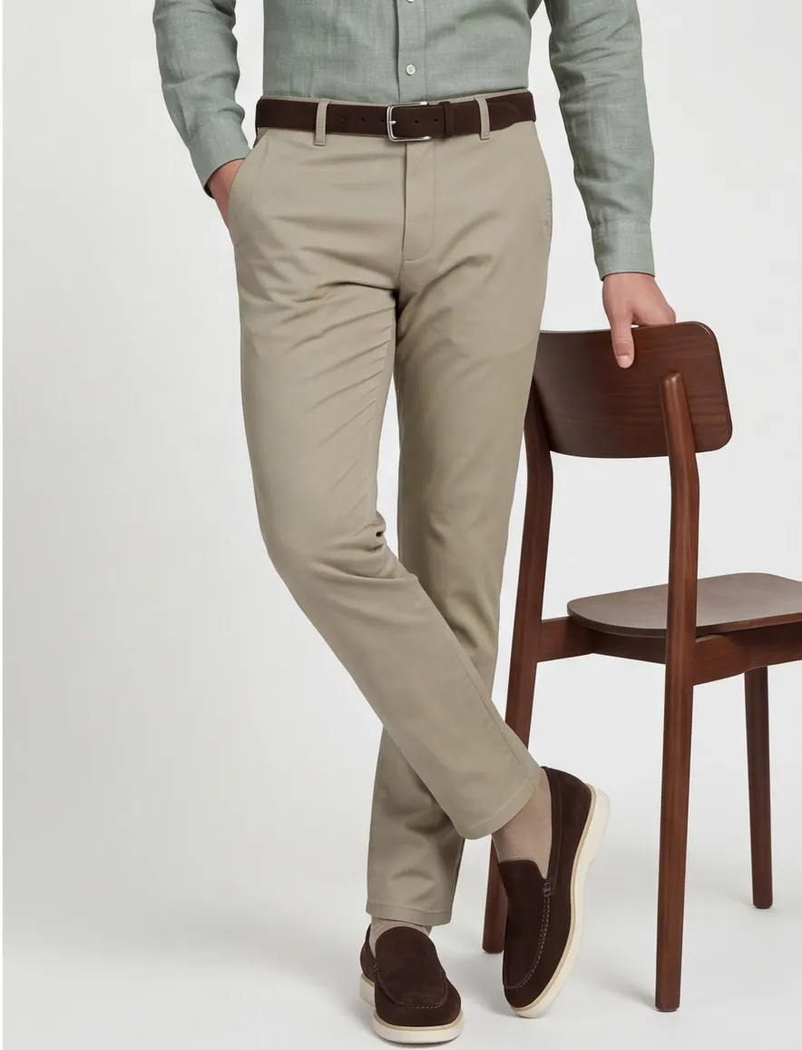 Meyer Bonn beige Pantalon katoen