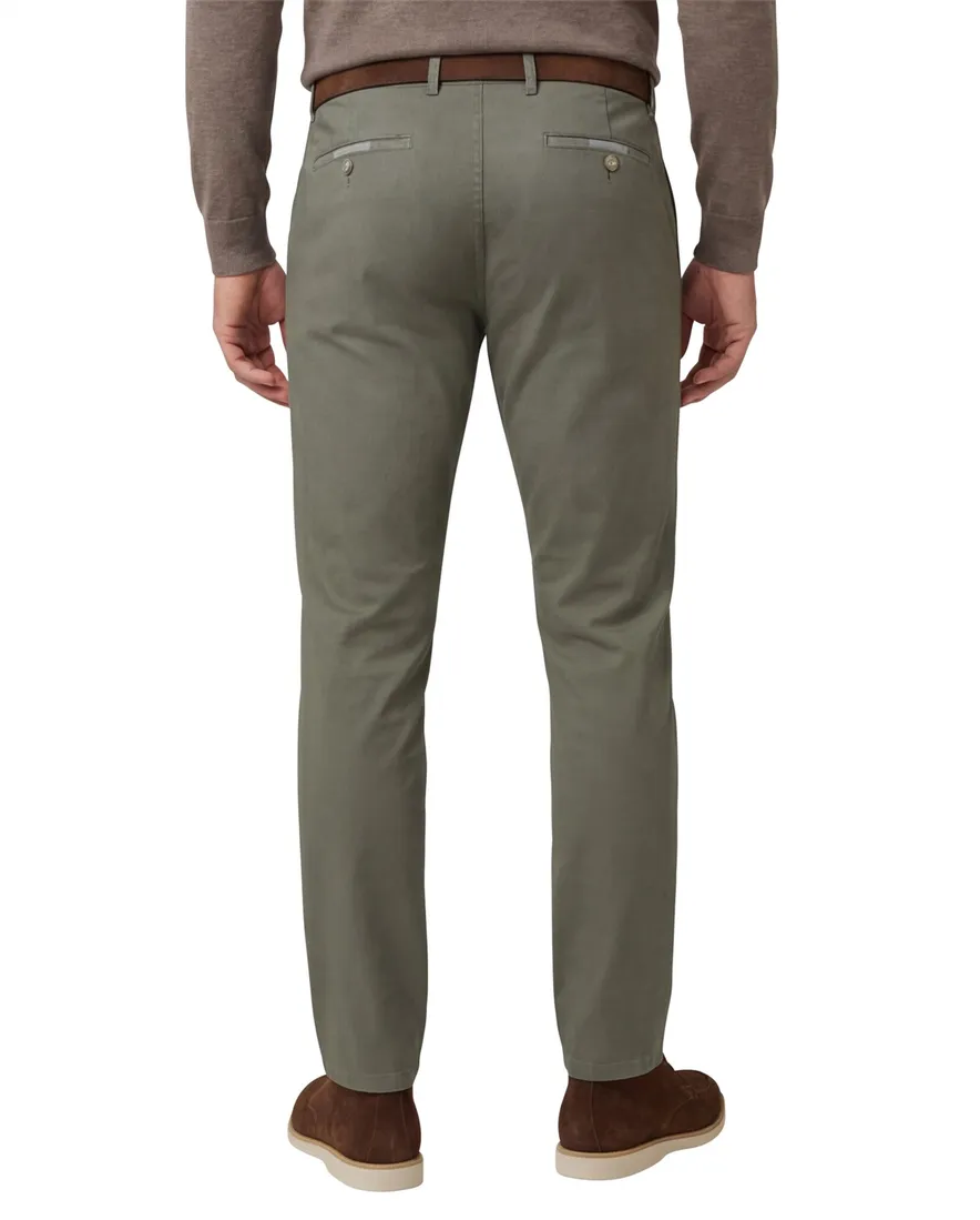 Meyer Pantalon katoen groen flatfront