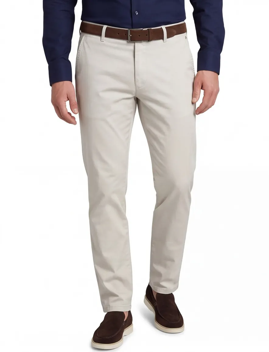Meyer Pantalon katoen beige flatfront