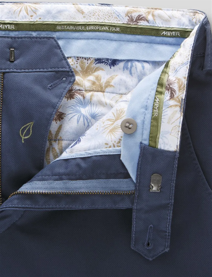 Meyer Pantalon katoen blauw modern fit effen