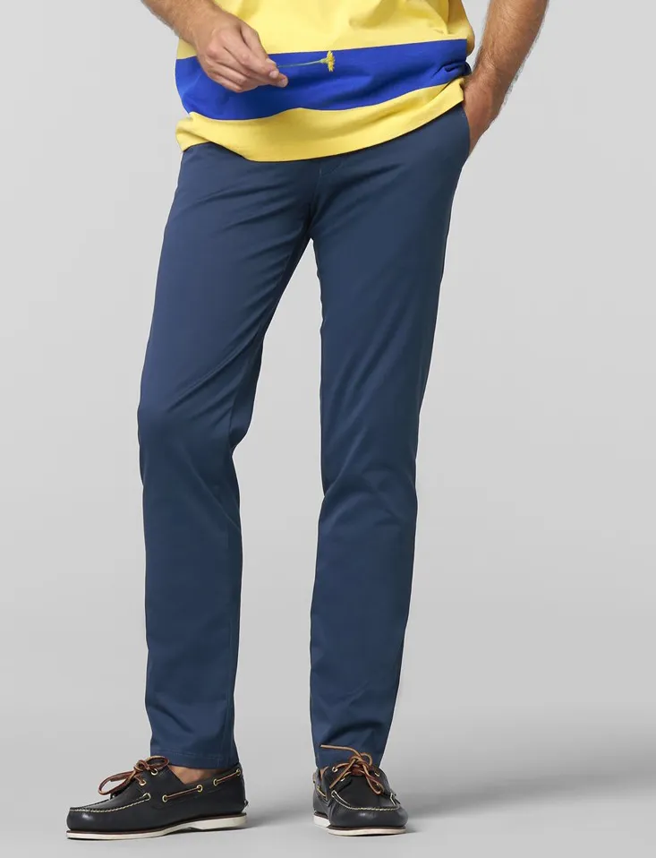 Meyer Pantalon katoen blauw modern fit effen