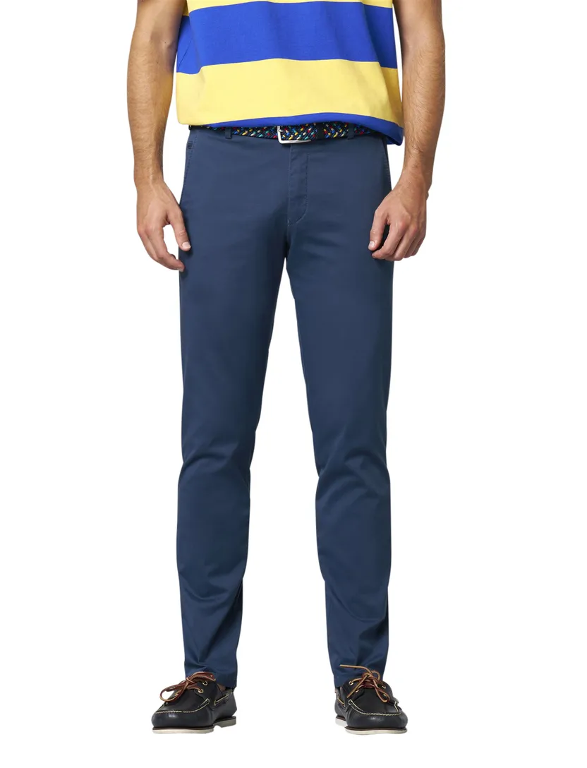 Meyer Pantalon katoen blauw modern fit effen