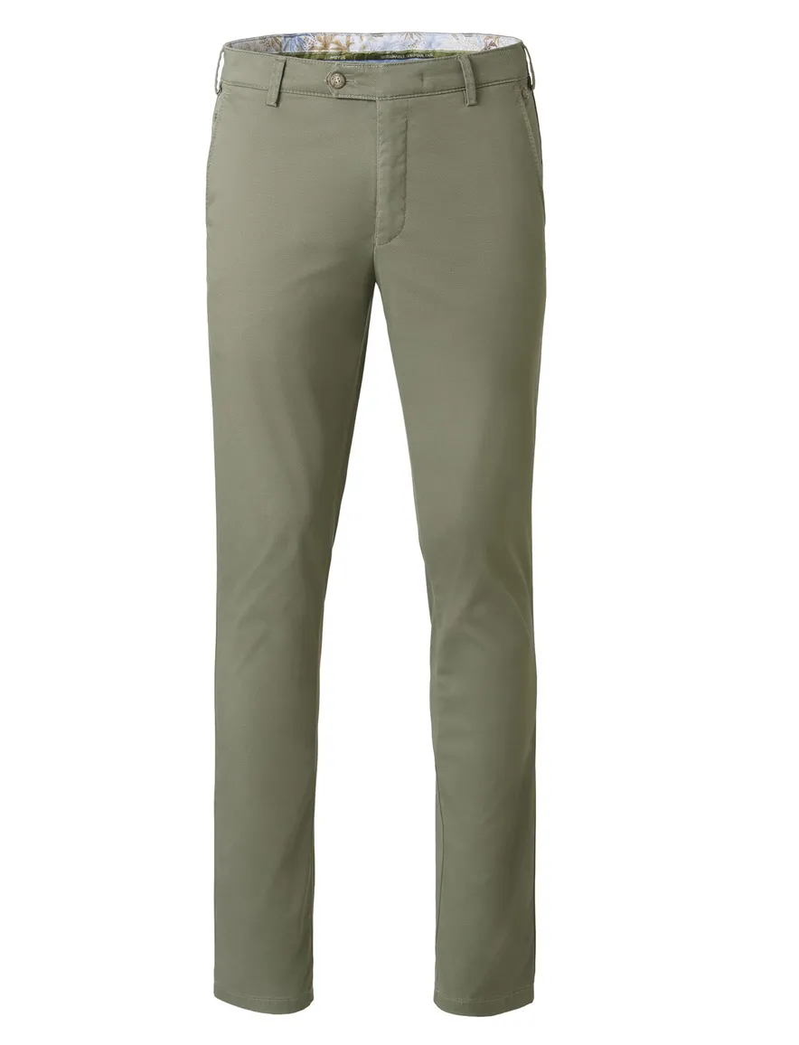 Meyer Pantalon katoen olijfgroen modern fit flatfront