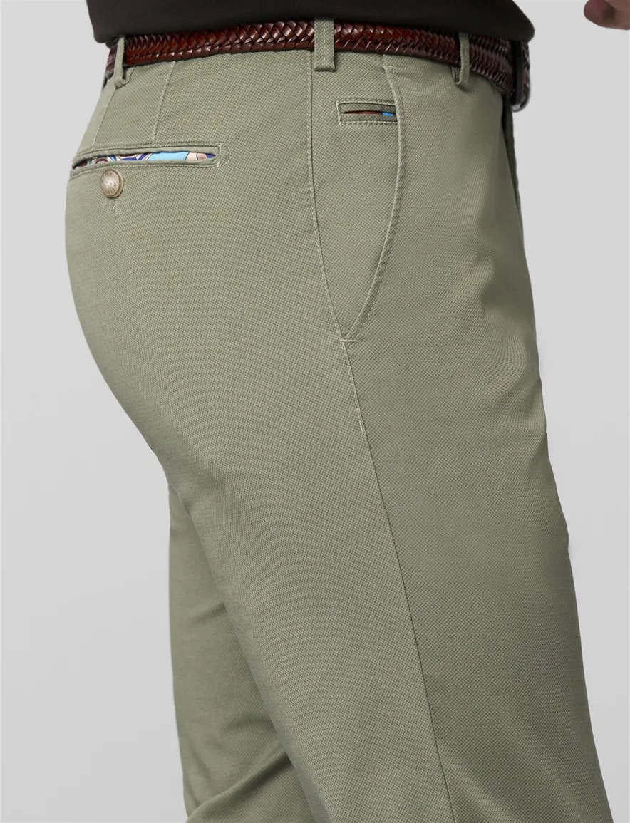 Meyer Pantalon katoen olijfgroen modern fit