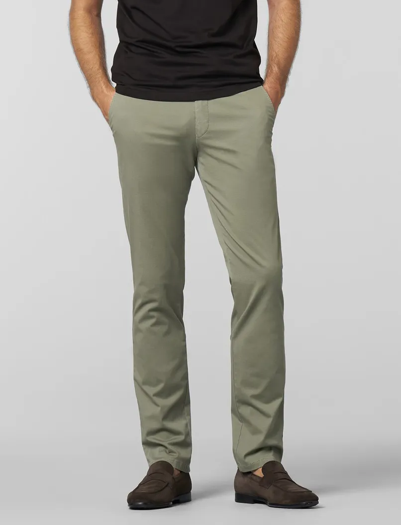 Meyer Pantalon katoen olijfgroen modern fit flatfront