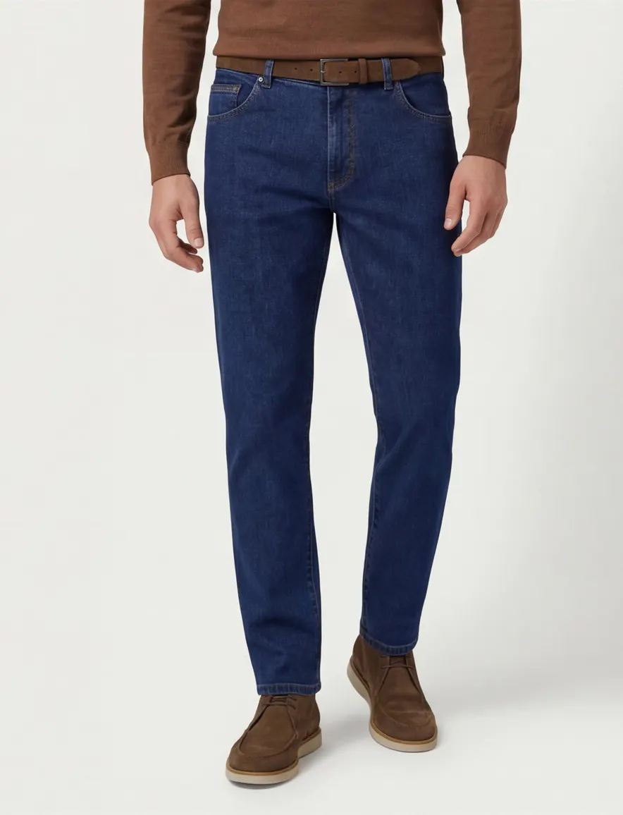 Meyer Dublin pantalon jeans blauw effen normale fit