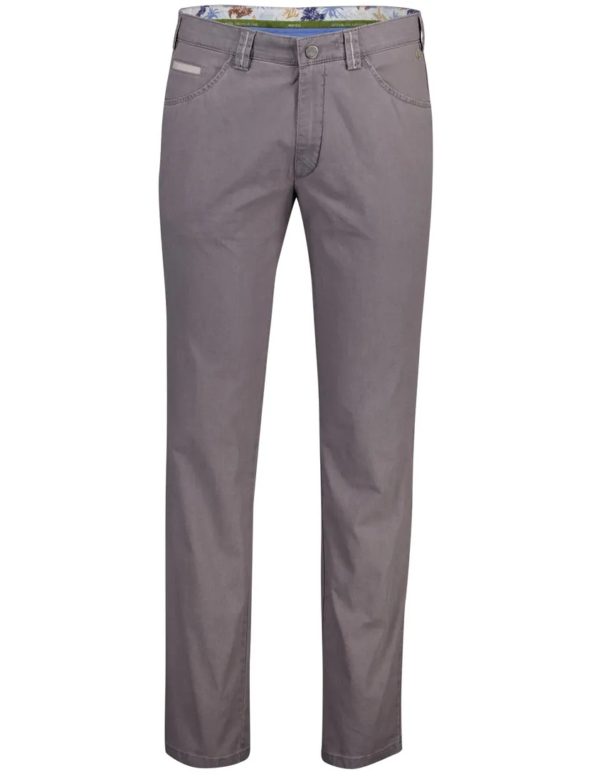 pantalon Meyer Dublin katoen effen grijs normale fit