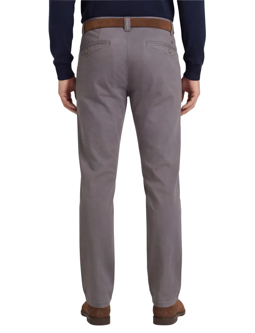 pantalon Meyer Dublin katoen effen grijs normale fit